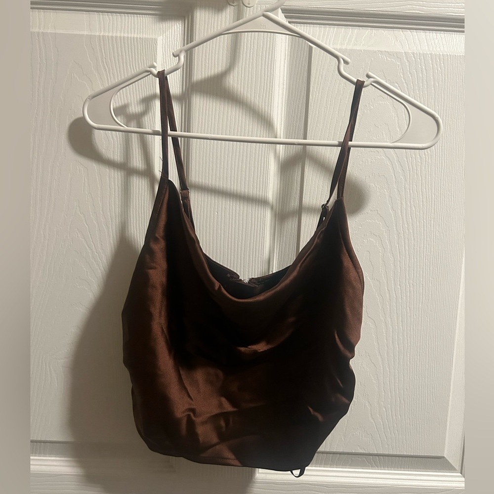 Forever 21, Brown Cowl neck crop top, size medium but runs small